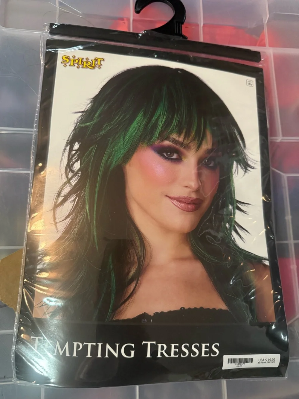 Spirit Women's Black Wig with Green Streaks